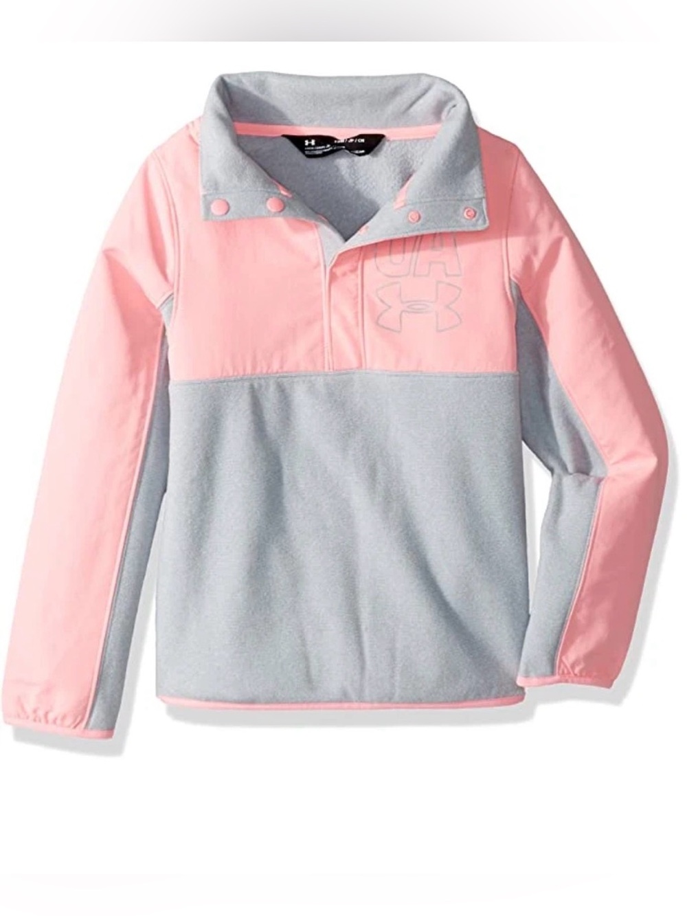 Under Armour Girls' Cold Gear Pink & Gray Half Snap Pullover Size Youth Medium